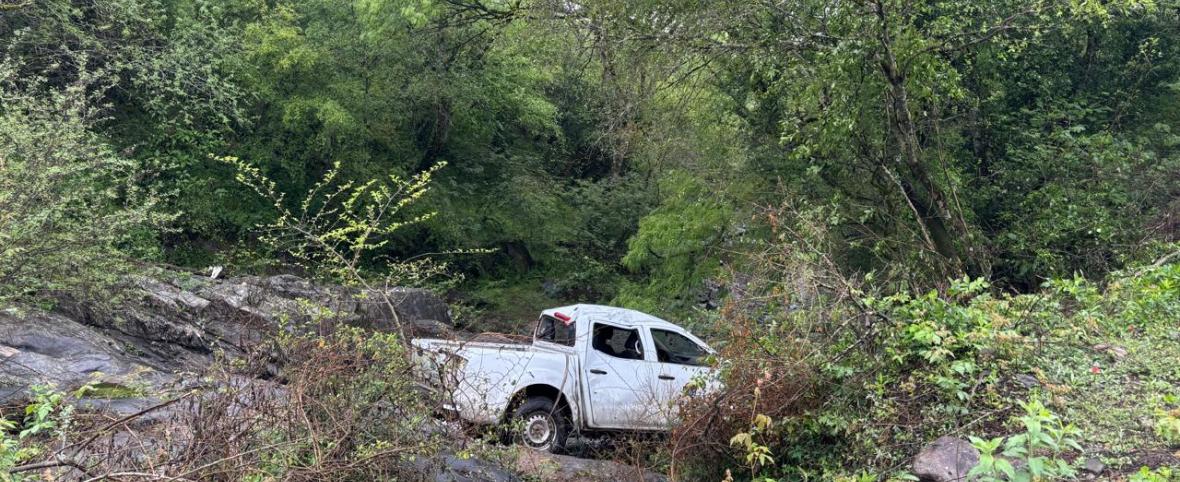 Vuelco de una camioneta durante el operativo de asistencia