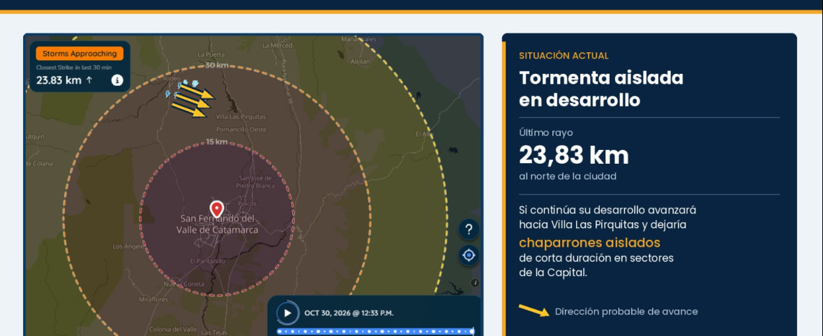 ⛈️ Tormenta aislada en desarrollo en la Sierra Ambato