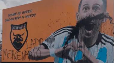 "Ladrón": vuelven a vandalizar un mural de Ángel Di María en el club donde comenzó a jugar
