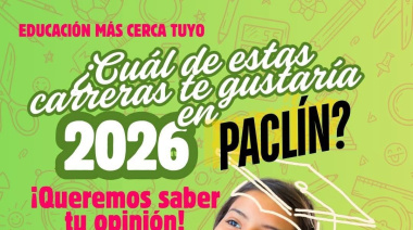 Paclín impulsa una encuesta para conocer qué carreras quieren estudiar los jóvenes