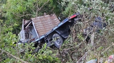UN CAMIÓN CAYÓ AL PRECIPICIO EN LA CUESTA DEL TOTORAL