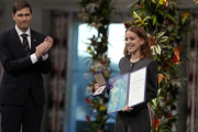 La hija de María Corina Machado recibió el Nobel de la Paz y acusó de criminal a Maduro